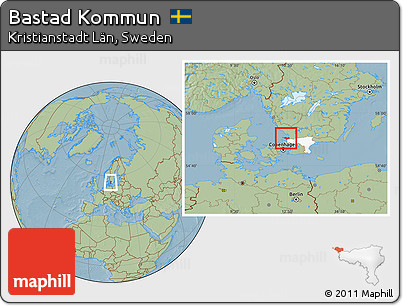 Savanna Style Location Map of Bastad Kommun, highlighted parent region, hill shading