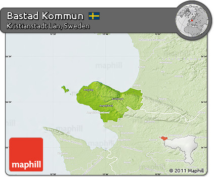 Physical Map of Bastad Kommun, lighten