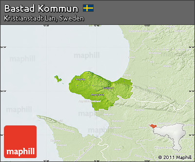 Physical Map of Bastad Kommun, lighten