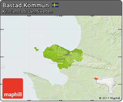 Physical Map of Bastad Kommun, lighten