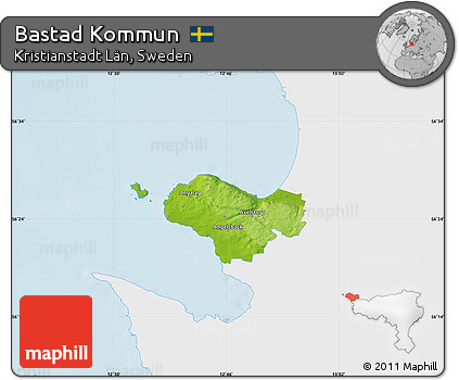 Physical Map of Bastad Kommun, single color outside