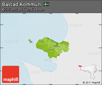 Physical Map of Bastad Kommun, single color outside