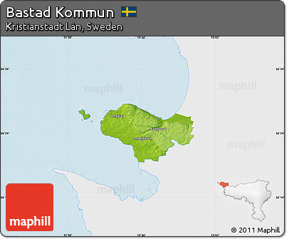 Physical Map of Bastad Kommun, single color outside
