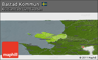 Physical Panoramic Map of Bastad Kommun, darken
