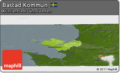 Physical Panoramic Map of Bastad Kommun, darken