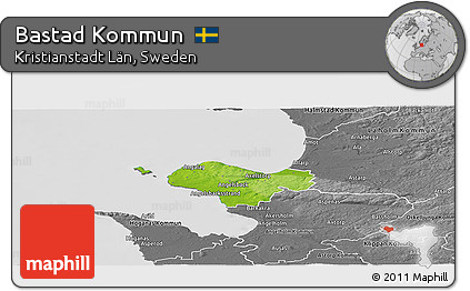 Physical Panoramic Map of Bastad Kommun, desaturated