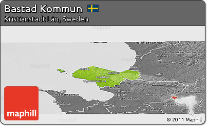 Physical Panoramic Map of Bastad Kommun, desaturated