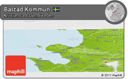 Physical Panoramic Map of Bastad Kommun