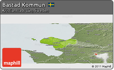 Physical Panoramic Map of Bastad Kommun, semi-desaturated