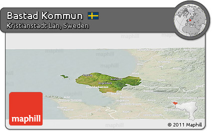 Satellite Panoramic Map of Bastad Kommun, lighten
