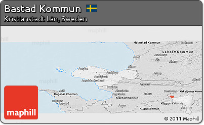 Silver Style Panoramic Map of Bastad Kommun