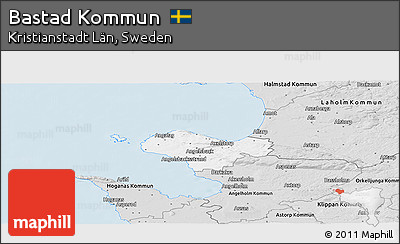 Silver Style Panoramic Map of Bastad Kommun