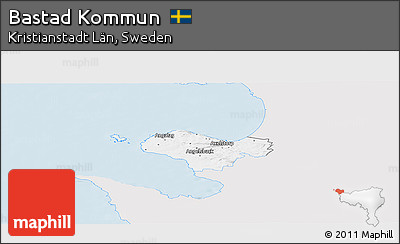 Silver Style Panoramic Map of Bastad Kommun, single color outside