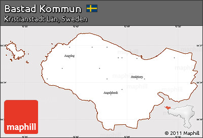 Classic Style Simple Map of Bastad Kommun, cropped outside