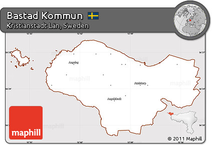 Classic Style Simple Map of Bastad Kommun, cropped outside