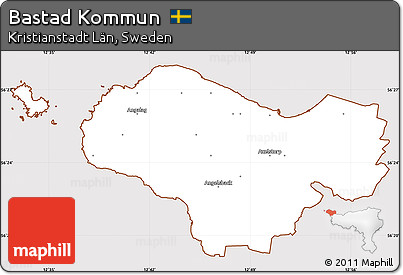 Classic Style Simple Map of Bastad Kommun, cropped outside