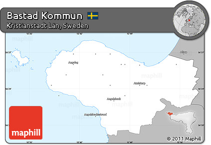 Gray Simple Map of Bastad Kommun