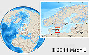 Shaded Relief Location Map of Kristianstadt Län, within the entire country
