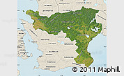 Satellite Map of Kristianstadt Län, shaded relief outside