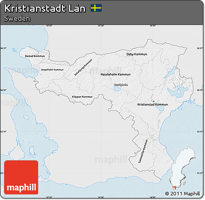 Silver Style Map of Kristianstadt Län, single color outside