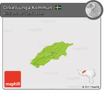 Physical 3D Map of Örkelljunga Kommun, cropped outside