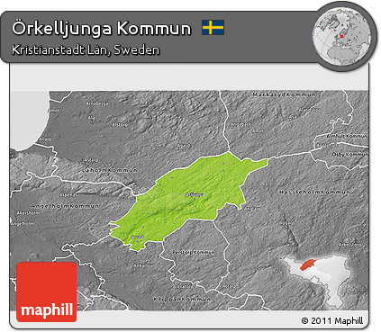 Physical 3D Map of Örkelljunga Kommun, desaturated