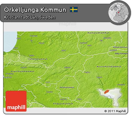 Physical 3D Map of Örkelljunga Kommun