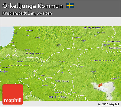 Physical 3D Map of Örkelljunga Kommun