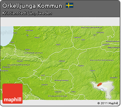 Physical 3D Map of Örkelljunga Kommun