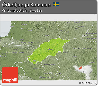 Physical 3D Map of Örkelljunga Kommun, semi-desaturated