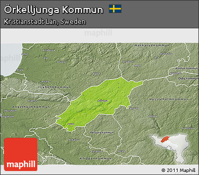 Physical 3D Map of Örkelljunga Kommun, semi-desaturated