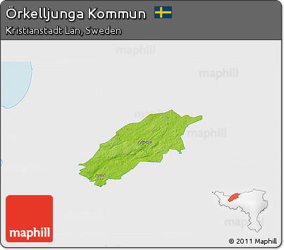 Physical 3D Map of Örkelljunga Kommun, single color outside