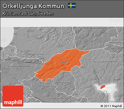 Political 3D Map of Örkelljunga Kommun, desaturated