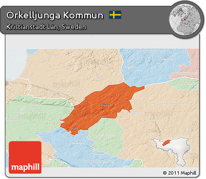 Political 3D Map of Örkelljunga Kommun, lighten