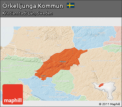 Political 3D Map of Örkelljunga Kommun, lighten