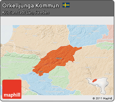 Political 3D Map of Örkelljunga Kommun, lighten
