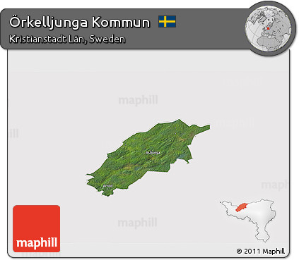 Satellite 3D Map of Örkelljunga Kommun, cropped outside