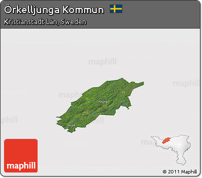 Satellite 3D Map of Örkelljunga Kommun, cropped outside