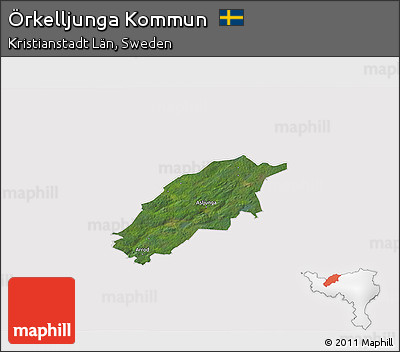 Satellite 3D Map of Örkelljunga Kommun, cropped outside