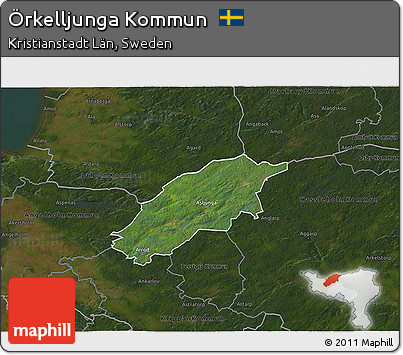 Satellite 3D Map of Örkelljunga Kommun, darken