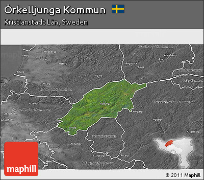Satellite 3D Map of Örkelljunga Kommun, desaturated