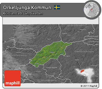 Satellite 3D Map of Örkelljunga Kommun, desaturated
