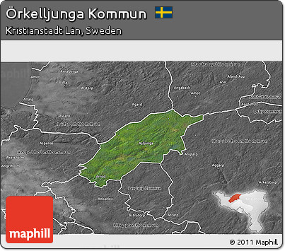 Satellite 3D Map of Örkelljunga Kommun, desaturated
