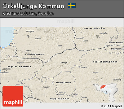 Shaded Relief 3D Map of Örkelljunga Kommun