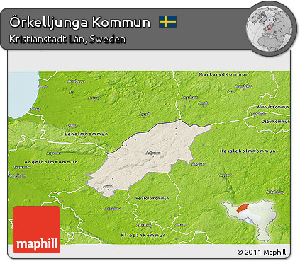 Shaded Relief 3D Map of Örkelljunga Kommun, physical outside
