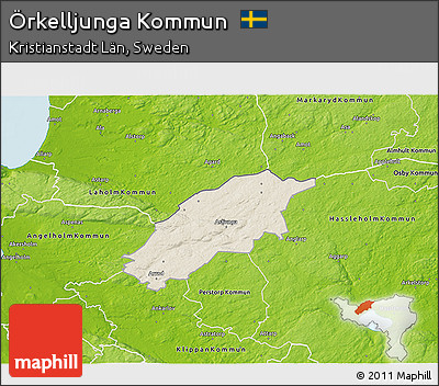 Shaded Relief 3D Map of Örkelljunga Kommun, physical outside