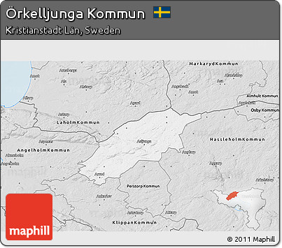 Silver Style 3D Map of Örkelljunga Kommun