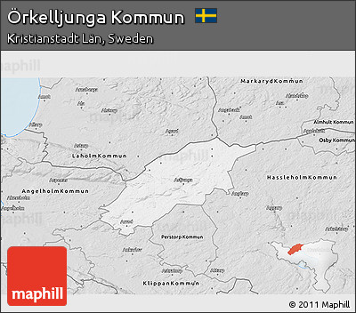 Silver Style 3D Map of Örkelljunga Kommun