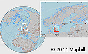 Gray Location Map of Örkelljunga Kommun, within the entire country, hill shading