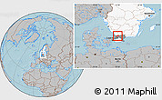 Gray Location Map of Örkelljunga Kommun, highlighted country, highlighted parent region, hill shading